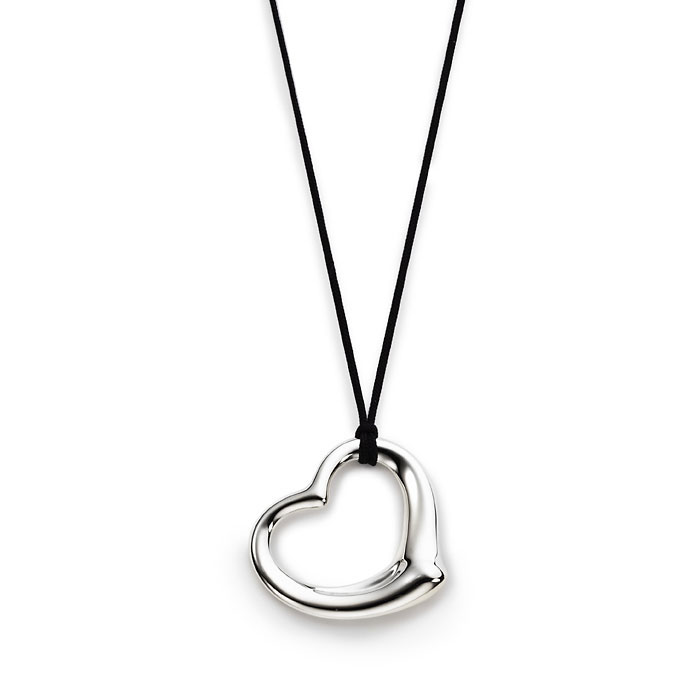 elsa peretti large open heart pendant black cord
