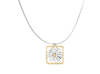 tiffany square daisy pendant. snake chain